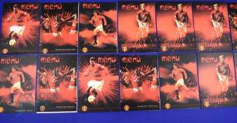 2000/2001 Manchester Utd football match menus for VIP Guests in the Europa Suite v Liverpool,