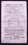 1944/45 Huddersfield Town v Manchester Utd War League North 4 page match programme; slight crease,