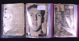 Collection of newspaper/magazines cuttings with a vast amount of player signatures generally 1960s