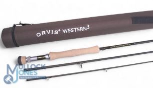 Orvis Western 3, 10’ 3 piece Graphite trout fly rod, line rate #8, Tip Flex, anti-flash finish, cork