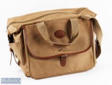 Ralph Lauren made for Safari canvas and leather bag with PVC lining, 13” x 11” x 6”, open back