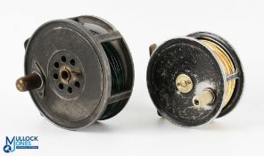 S Allcock and Co ‘The Ousel 3.75” alloy salmon fly reel stag logo to backplate, smooth brass foot,