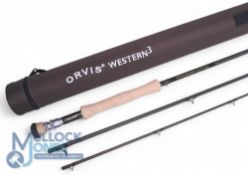Orvis Western 3, 10’ 3 piece Graphite trout fly rod, line rate #8, Tip Flex, anti-flash finish, cork