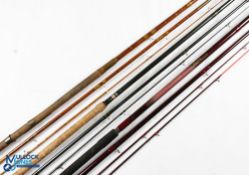Various Fishing Rods - to incl’ Daiwa hollow glass match rod 13ft 6in 3 piece with 24” handle and