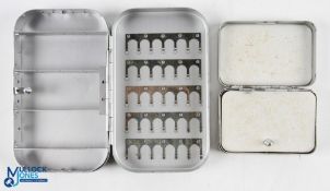 Richard Wheatley 6” x 3 ½” slim alloy fly box, clear view hinged lid to base with 5 sections and 35L