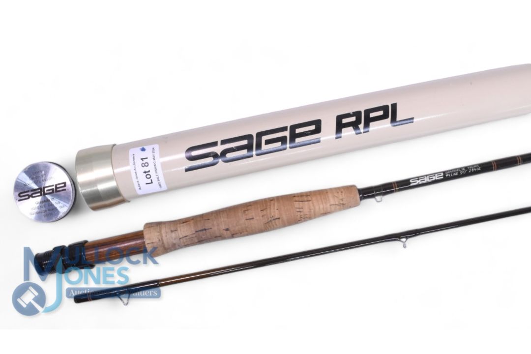 Sage Graphite 3 RPL 9’ 2 piece trout fly rod, line rate #4, cork handle with wood spacer, black - Image 1 of 3