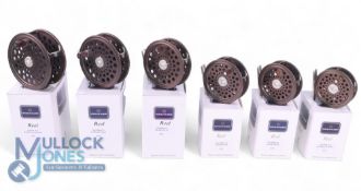 Set of 6 Hardy Golden JLH Ultralite fly reels, Limited edition No 013. Bronze finish, disc drag,