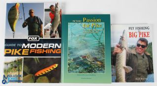 Pike Fishing Books, to include Fly Fishing for Big Pike Alan Hanna 1998 P/B, Passion for Pike Ad