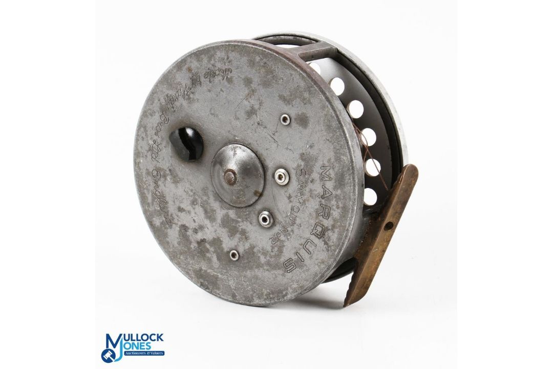 Hardy Bros “The Marquis Salmon No2” alloy fly reel, 4 1/8” medium spool, 2 screw latch, black - Image 2 of 2