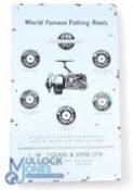 Enamel on metal sign “World Famous Fishing Reels” J W Young & Son Ltd., featuring Ambidex reel and