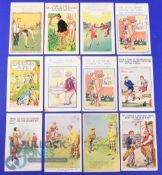 Interesting collection of amusing/naughty coloured golfing postcards from the 1920s onwards (12)