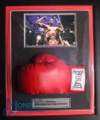 David Haye Autographed Boxing Glove. Right-handed Glove housed in a domed frame mounted with a
