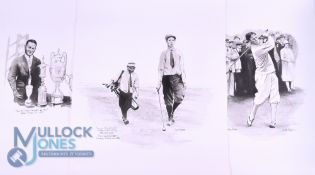 Linda Logan: a group of Three American Golf Drawings, each signed and titled, pen and ink and