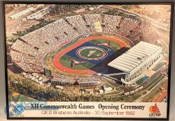 1982 Open Ceremony Commonwealth Games Poster: Brisbane Australia aerial photograph of the opening