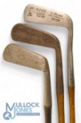2x Forgan Putters - R Forgan Giraffe rustless Putter with Flag Series cleek mark, E Norman Royal