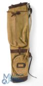 Large canvas and leather golf bag made by The Cliff Co Golf Bag Company Walsall, with golf club