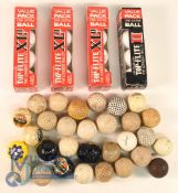 Quantity of square dimple, lattice pattern and recessed early golf balls t/w 15x Top Flite XL golf