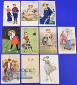 Interesting collection of early 20thc American, European and UK romantic and stylish ladies portrait