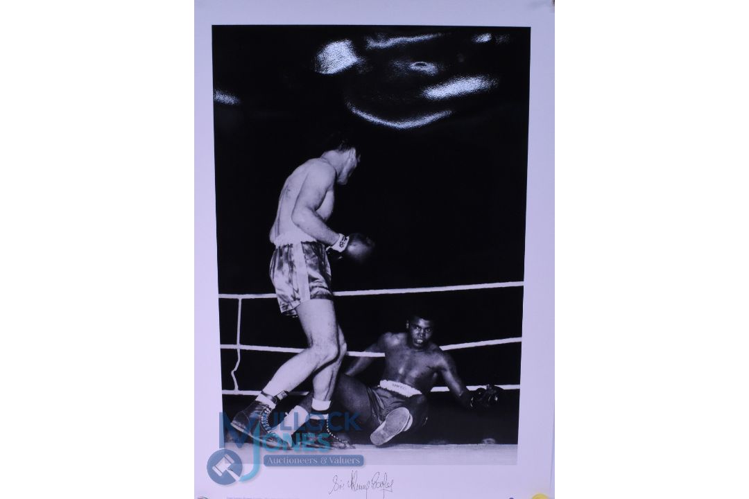 Boxing Sir Henry Cooper Autographed Print. This famous photograph where Muhammad Ali is on the