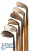 6x Assorted irons incl Geo Duncan 'Akros' model mashie niblick in bright stainless, Robert Simpson