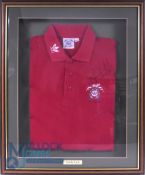 Sandy Lyle signed Adidas Golf Shirt, size 42-44 with a bold signature above Adidas logo, in a deep