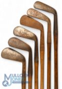 6x Assorted irons features 4x Tom Stewart irons 2x jiggers, lofting iron and mashie, t/w another