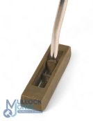 Early Ping 2A centre shafted patent bronze putter with two slots to the sole showing the
