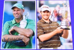 2009 Stewart Cink and 2010 Louis Oosthuizen Open Golf Champions signed coloured press