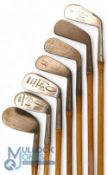7x Assorted irons incl St Andrews Golf Co reg'd Super mashie niblick with dual sole, Dreadnought