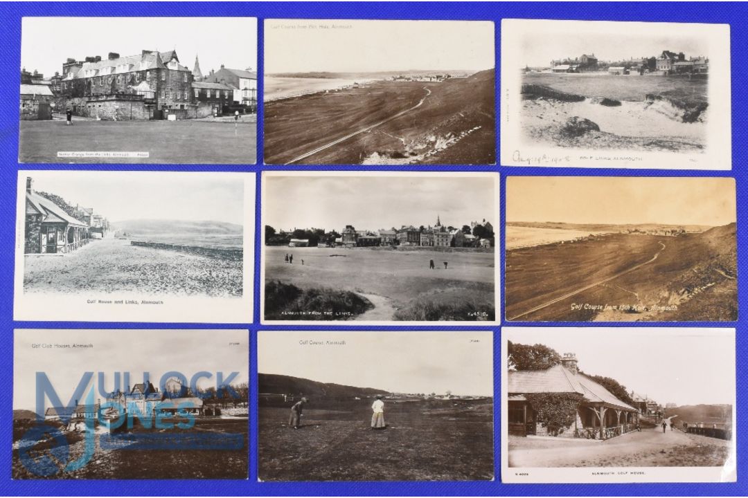 Interesting collection of early Alnmouth Golf Links (est 1869) b&w golfing postcards (9) a good