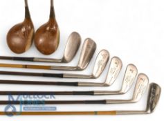 Selection of Coated Steel shafted Golf Clubs (17) features Tom Morris St Andrews irons incl 2, 4, 5,