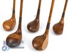 5x Assorted Socket neck woods incl D Wheldrom? of Dundee, very deep faced baffy, Robert Forgan, St