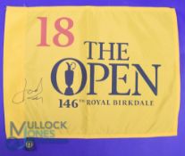 Autograph - Jordan Spieth (Winner) Signed 2017 Royal Birkdale Open Golf Championship Golf Pin Flag -