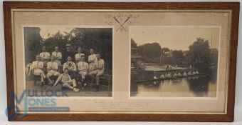 Cambridge University Rowing Photographs. Old Chorister II Boat 2 mounted within oak frame and glazed