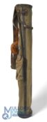 Good Rigid canvas and leather Golf Bag with good handle, strap and zipped ball pocket, together with