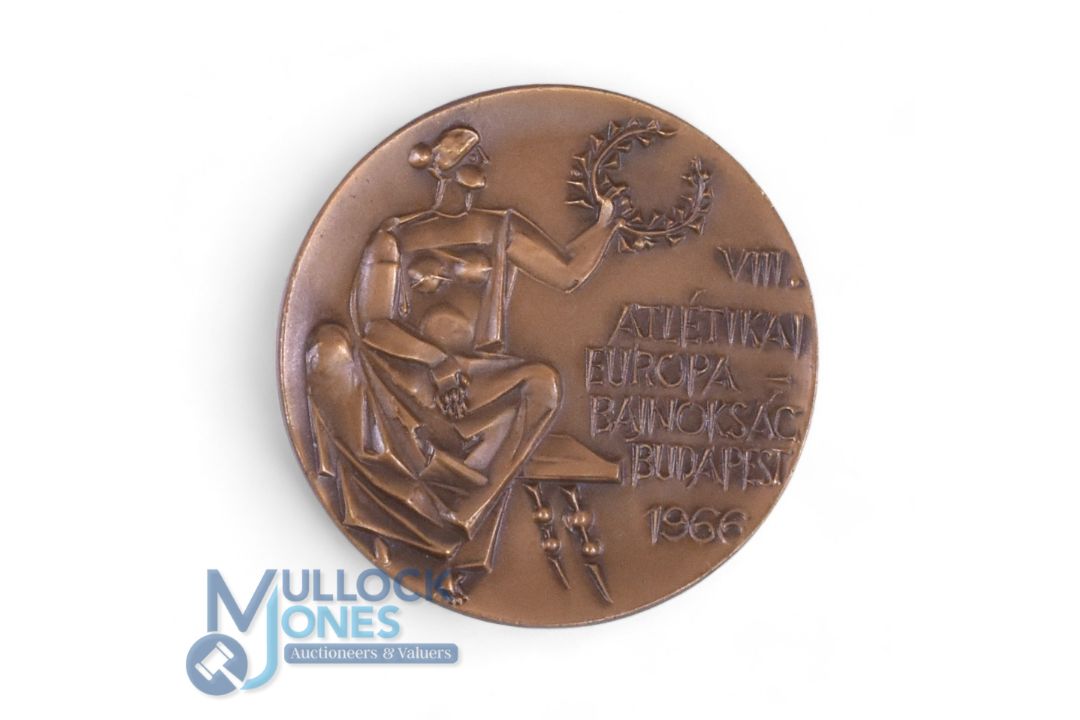1966 European Championships Participation Medal, Bronze medal issued to all Athletes 55mm in - Image 1 of 2