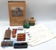 Period Golf Collectables to include: a good selection of wooden and plastic golf tees in leather