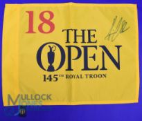 Autograph - Henrik Stenson signed 2016 Royal Troon Golf Pin Flag - signed in ink to the front,