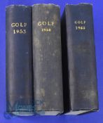 Collection of Golf Monthly Magazines 1953 to 1955 comprising 3x Complete bound volumes (wrappers