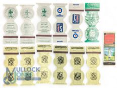 Golf Matchboxes, a collection to include Diamond Match Co Southern Pine County Club, Hazeltine