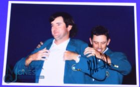 2012 Bubba Watson Masters Champion Signed Press Photograph - showing Charl Schwartz awarding Bubba