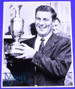 1956 Peter Thomson (Aus) Open Golf Champion signed b&w press photograph - his 3rd successful defence
