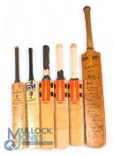 Miniature Signed Cricket Bats: 1987 Yorkshire, 1994 West Indies 2 other together with 2 printed