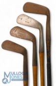 4x Tom Stewart clubs incl Tom Gillies no 2 iron, R Auld Dunbar mashie niblick, Fred Collins,