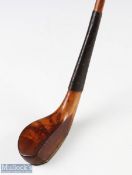 R Forgan POWF transitional scare neck brassie with central lead back weight, full length brass