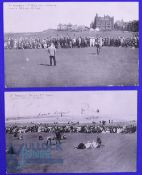 2x interesting 1905 Open Golf Championship St Andrews postcards - one of the '1st hole' with both
