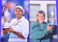 1995 John Daly and 1996 Tom Lehman Open Golf Champions signed coloured press photographs - played at
