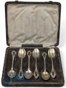 Set of 6 white metal Golf Club Teaspoons, marked made in South Africa, with Golf and crossed clubs