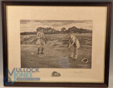 Golf Print Walter Dendy Sadler, engraved by James Dobie, signed by both, published 1915, 