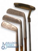 2x Ben Sayers groove soled hickory putters one fitted with a Dangawood shaft with square grip